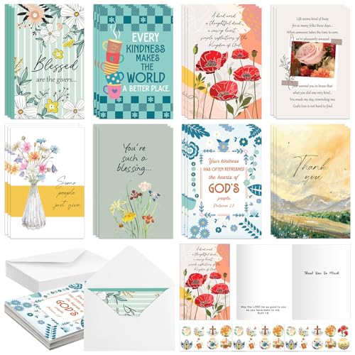 24-Pack Religious Thank You Cards with Envelopes & Stickers