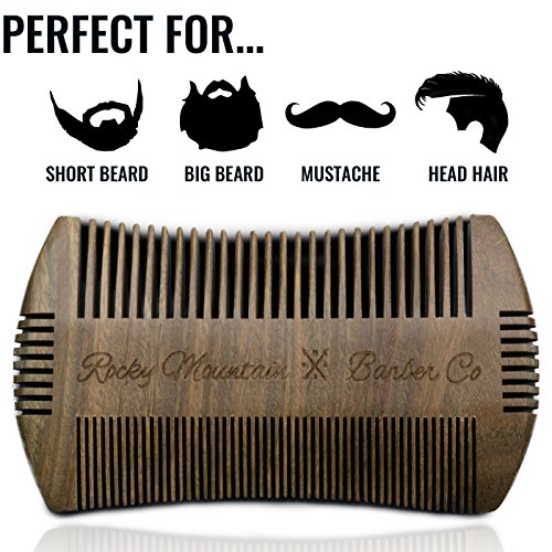 Sandalwood Beard Comb with Carrying Case - Wide & Fine Tooth Natural Hair Grooming Tool