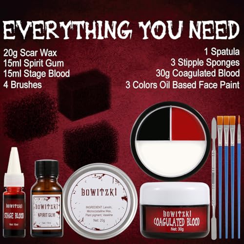 Bowitzki Halloween Special Effects Makeup Kit with Scar Wax & Face Paint