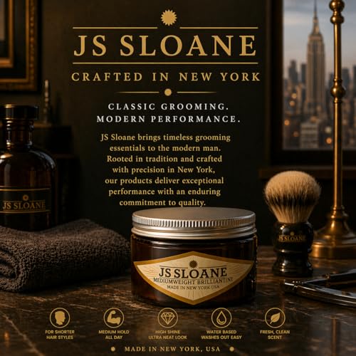 JS Sloane Mediumweight Water-Based Hair Pomade - Medium Hold, High Shine, 4 oz