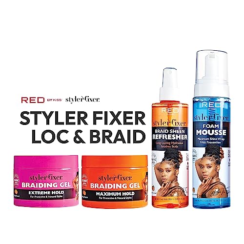 Red by Kiss Braiding Gel - Extreme Hold & High Shine for Box Braids
