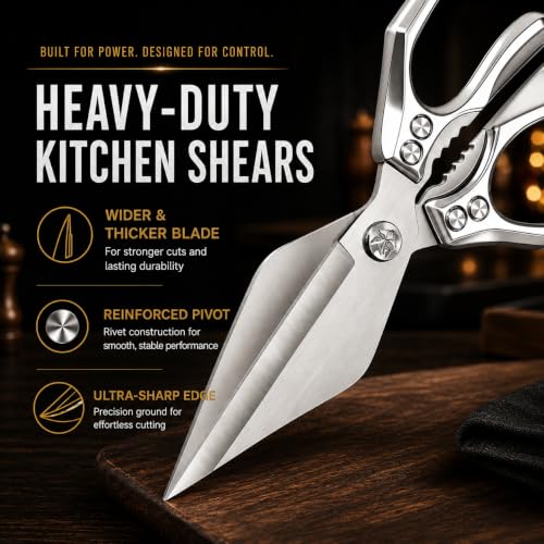 Heavy Duty Kitchen Shears - Japanese Steel Poultry Scissors
