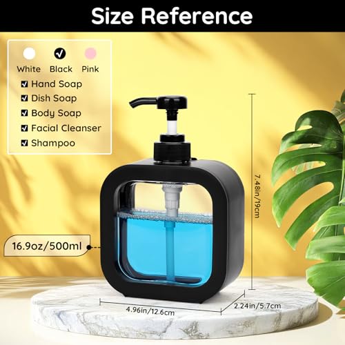 Segbeauty Refillable Hand Soap Dispenser Set - Black, 2pcs, 500ml