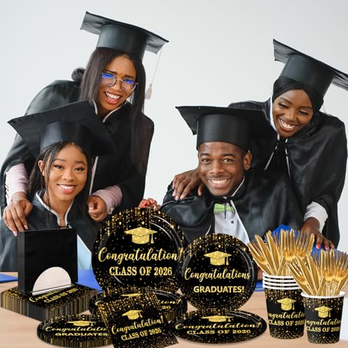 Class of 2026 Graduation Party Plates & Napkins Set for 25