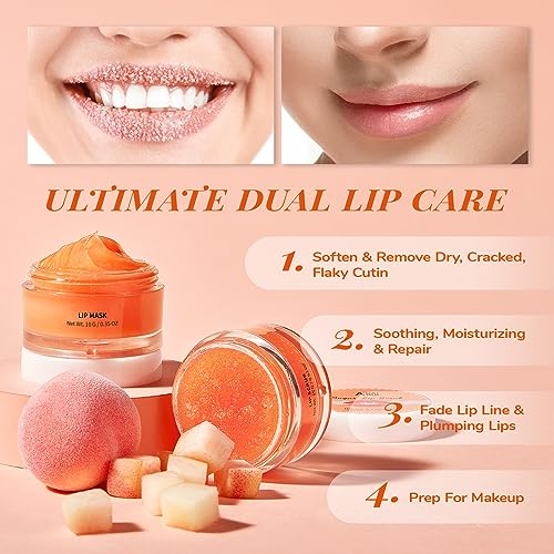 ANAI RUI Peach Lip Scrub & Lip Mask Set for Moisturizing Care