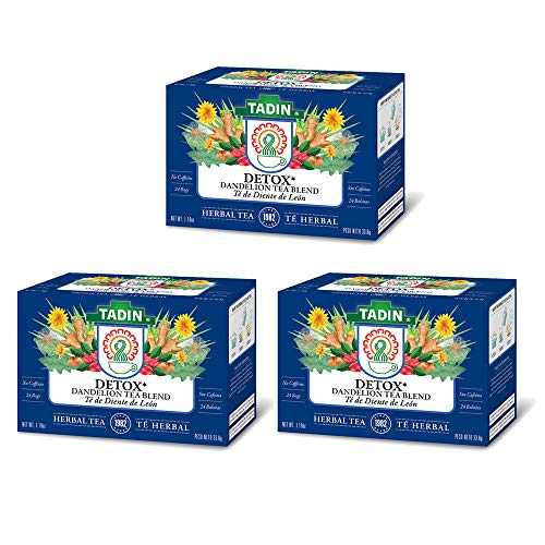 Tadin Detox Dandelion Tea - Caffeine Free Herbal Blend, 3 Pack