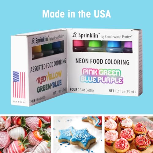 B. Sprinklin Neon Food Coloring Set of 8 - Pink, Blue, Green, Purple