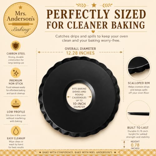 Mrs. Anderson’s Non-Stick Pie Drip Catcher Pan - 12.28 Inch Carbon Steel