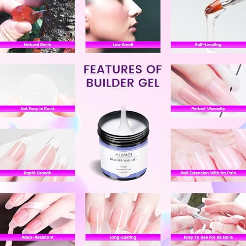 AIJIMEI White Hard Gel for Nails 150g Builder Nail Extension & Art