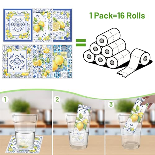 Blue Lemon Swedish Dishcloths - 6 Pack Reusable Kitchen Towels