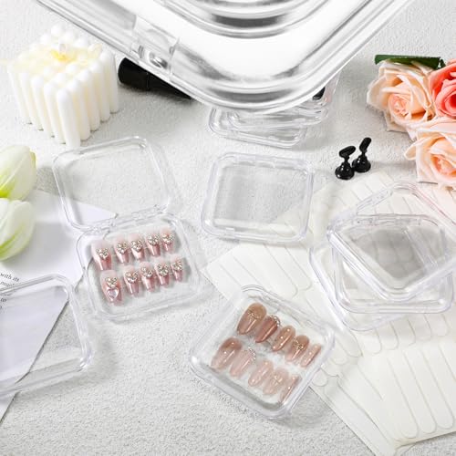 20pcs Nail Storage Box with 90 Double-Sided Tape for Press On Nails