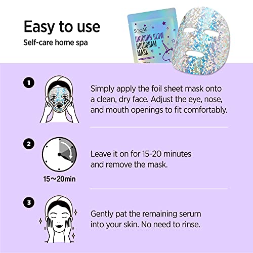 Soo’AE Unicorn Glow Hologram Mask - 12 Count Brightening Sheets