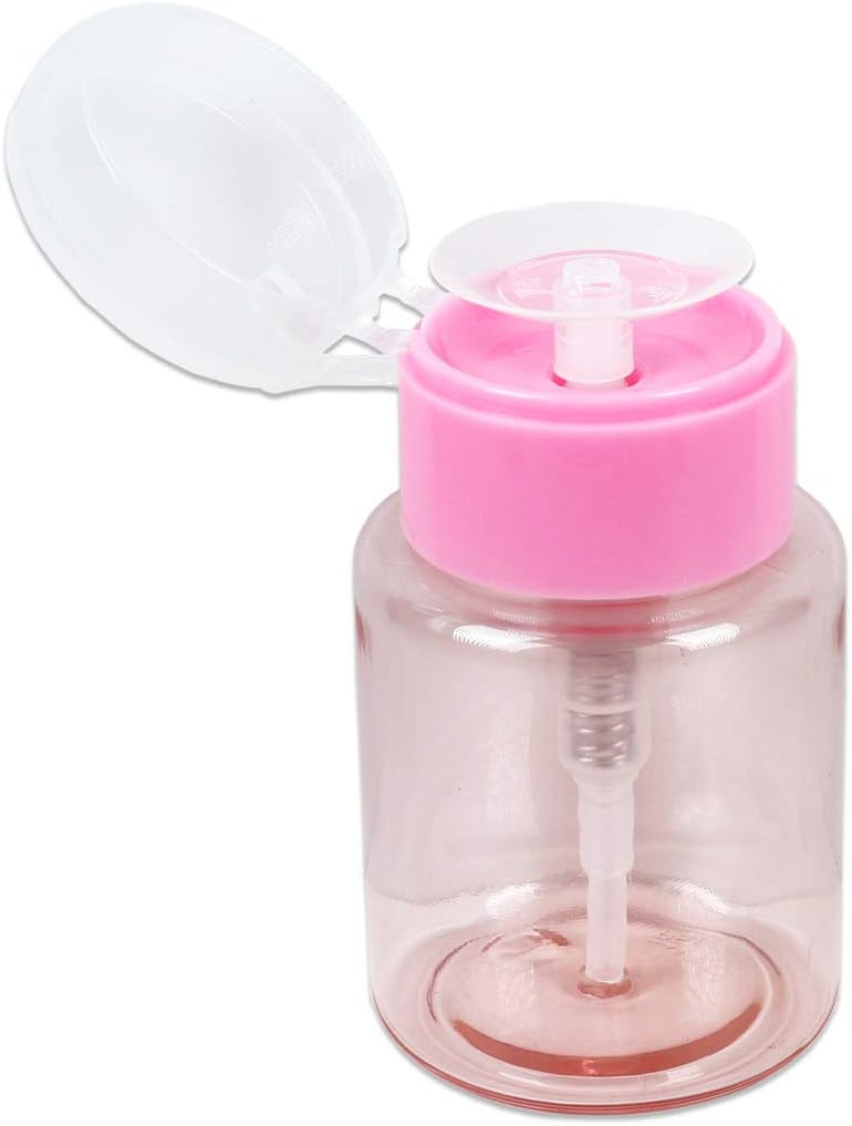 Clear Push Down Pump Dispenser - 3oz Refillable Empty Bottle | Lockable Travel Cosmetic Packaging for Nail Polish