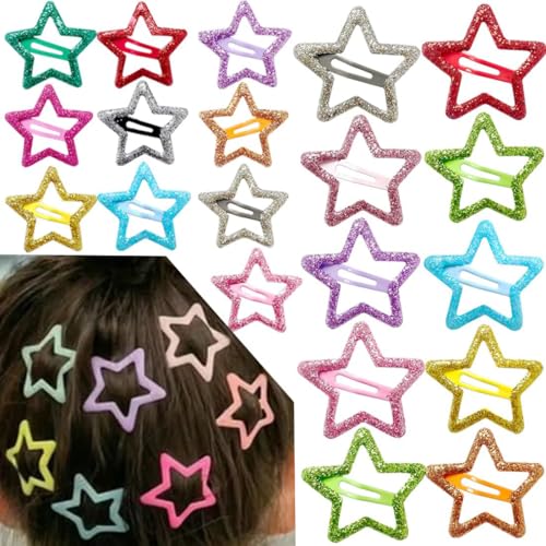 20-Piece Star Hair Clips Set - Non-Slip Metal Snap Barrettes for Women