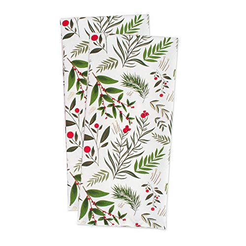 DII Christmas Kitchen Towel Set - Floral Cotton Dish Towels, 2 Pack