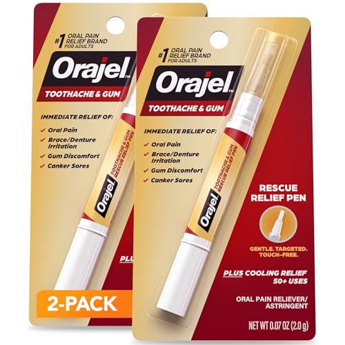 Orajel Rescue Relief Pen Cooling Gel for Tooth & Gum Pain 0.07 Oz 2-Pack