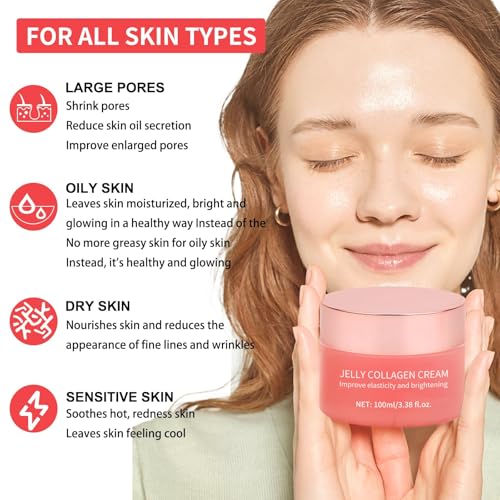 Collagen Jelly Cream with Niacinamide - Hydrating & Firming for All Skin Types (3.38 Fl.Oz)