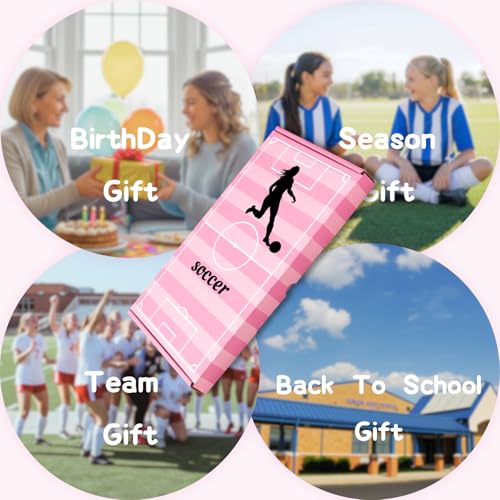 Nunubeo Pink Soccer Gift Set for Girls – Makeup Bag, 50 Stickers, Scrunchies & Bracelet