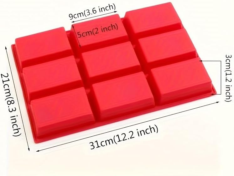 Mini Loaf Pans Silicone - 8-Cavity Nonstick Bakeware for Cornbread, Brownies & Cheesecake | Oven Safe, Red