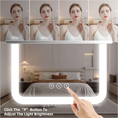 Vanity Mirror with Lights,13.1"¡¿16.7"LED Makeup Mirror,Lighted Makeup Mirror with Lights, Smart Touch Control Dimmable 3 Modes Light, Lighted Up Mirror for Makeup Desk, Bedroom, Dressing Room