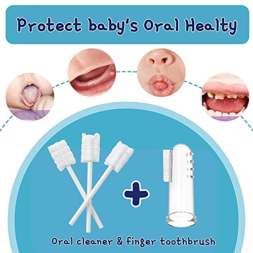 Little Fox Baby Oral Care Set 62 Pcs - Infant Tongue & Gum Cleaners with 2 Finger Toothbrushes & Cases