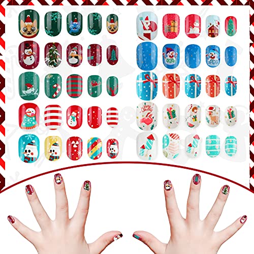 Maitys 240 Pcs Kids Press-On Nails - Pre-Glued Short Artificial Nail Kit
