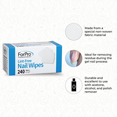 ForPro Lint-Free Nail Wipes, 2x2 Inch Non-Woven Polish Remover Pads, 960 Count