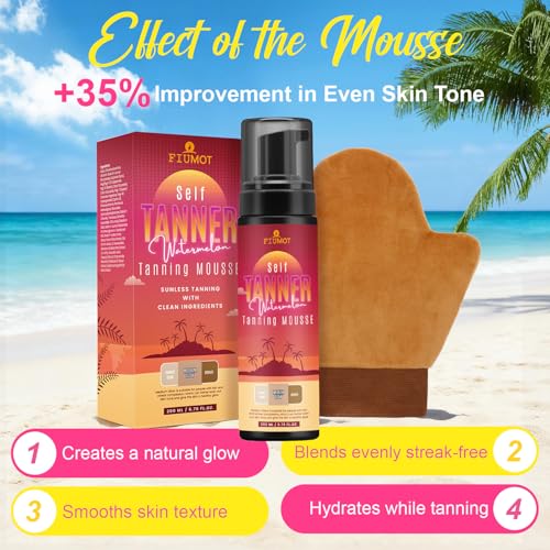 Self-Tanning Mousse for Natural Sun-Kissed Glow - Fast-Drying & Streak-Free, 6.76 FL