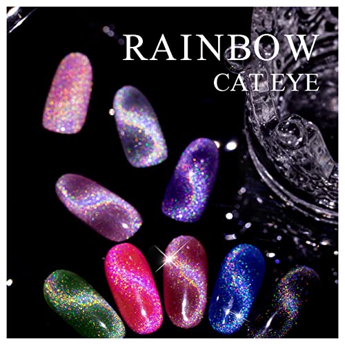RARJSM Cat Eye Gel Nail Polish Variation RAR258 - Galaxy Chameleon Magnetic Hot Pink Holographic Glitter Soak Off UV LED Manicure 7.5ML