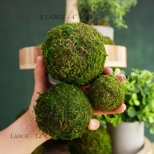 12-Pack Decorative Moss Balls - 2” Bowl Fillers for Centerpieces