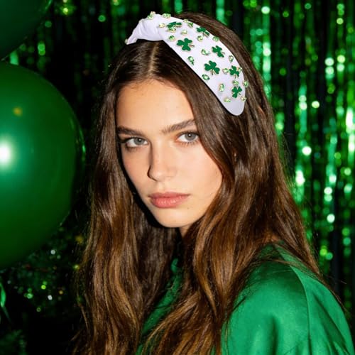Boderier Beaded Shamrock St. Patrick's Day Headband Green Top Hat Accessories