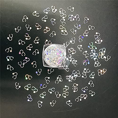 PrettyG Stethoscope Shape Holographic Glitter Sequins for Face & Body Makeup, Nails & Rave Art, 10g Pack