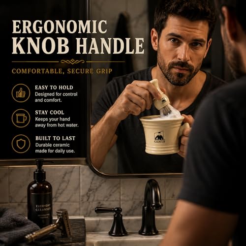 GENTS Heavy Duty Ceramic Shaving Set ? Classic Grooming and Beard Shaving Kit for Men, Ceramic Shave Mug, 3 oz Natural Shaving Soap and Shaving Brush