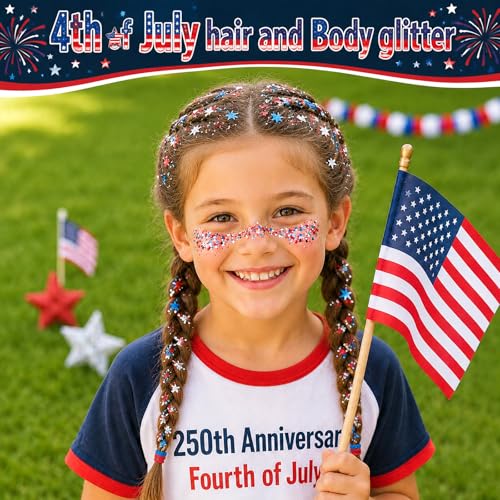 Patriotic Glitter Stick for Face & Hair - Red, White & Blue
