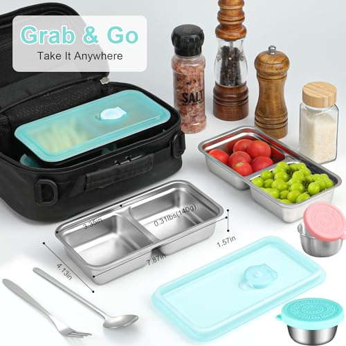KITHELP 4-Piece Stainless Steel Snack Containers with Lids