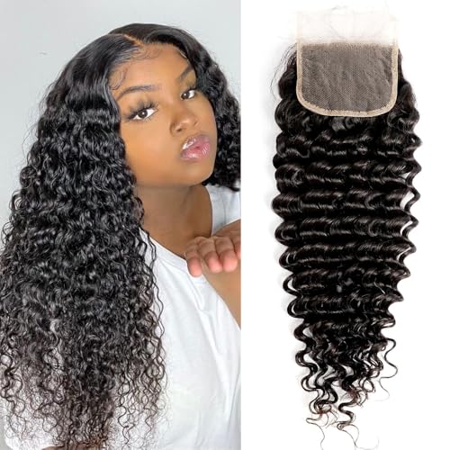 12 Inch Deep Wave HD Lace Closure - Natural Black Brazilian Hair
