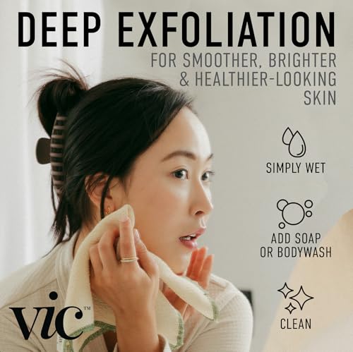 VIC Exfoliating Face & Body Washcloth | Natural Cotton | 14” x 17” | 1-Pack