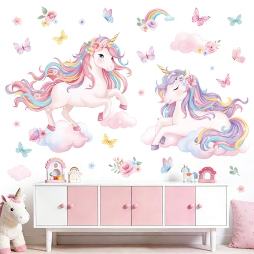Wondever Unicorn Wall Decals - Large Peel and Stick Stickers for Kids Room