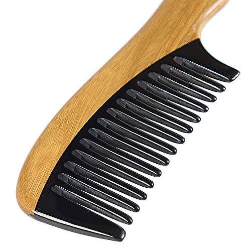 Onedor Green Sandalwood Buffalo Horn Wide Tooth Hair Comb - Pack of 1