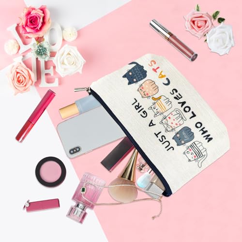 Cat Lover Makeup Bag - Cute Cosmetic Pouch for Women & Teens