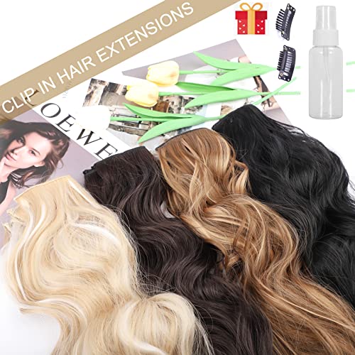 Perience 20-Inch Long Wavy Clip-In Hair Extensions - Dark Brown 4-Piece Set