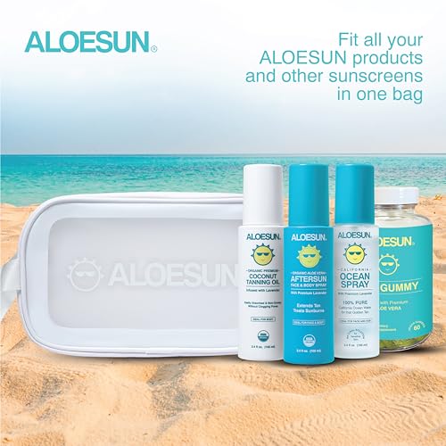 ALOESUN White Waterproof Clear Beach & Travel Bag Organizer with Zipper