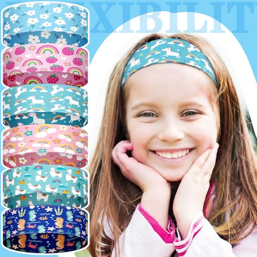 Chunyin 12 Pcs Unicorn Headbands - Rainbow Elastic Hair Accessories