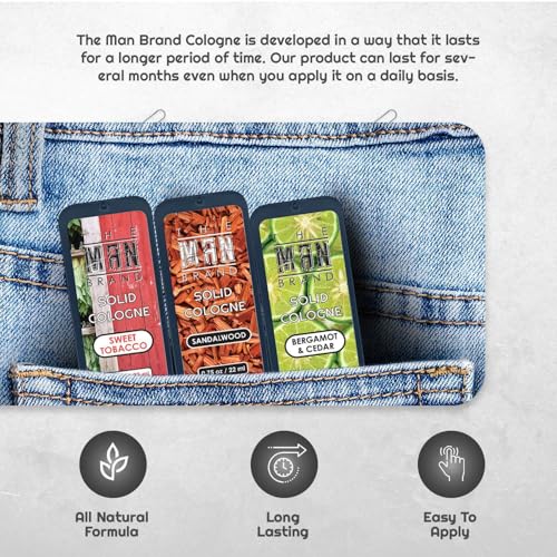 Solid Cologne Sample Pack - Sweet Tobacco, Citrus Bergamot & Sandalwood (3 x 0.75 oz)