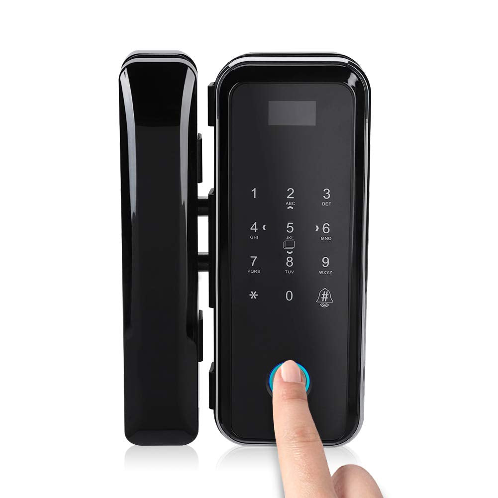 Keyless Entry Door Lock with Keypad, Fingerprint Smart Lock, Electronic Smart Glass Door Lock Password Door Access Control System Fingerprint/Password/Swipe/Remote Unlock for Home Office