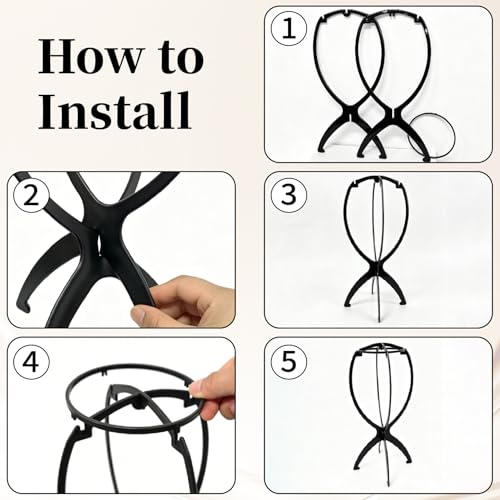 Portable 3-Pack Wig Stand Set with Cap & Comb - 14 Inch