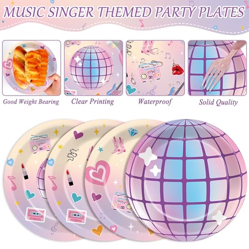 48 Pcs Music Star Party Plates - Colorful Disposable Dinnerware Set