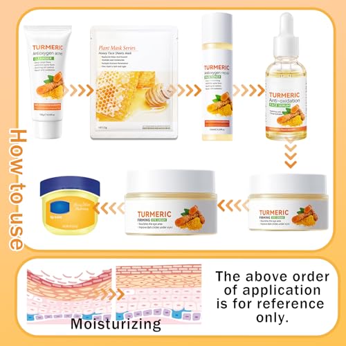 9-Piece Turmeric Skincare Set - Hydrating Cleanser, Serum & Face Masks