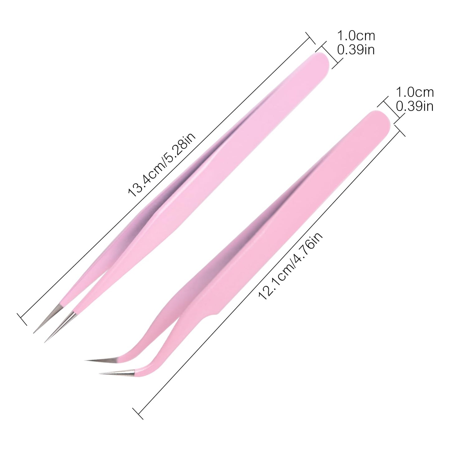 siyuwuro 2Pcs High Precision Stainless Steel Tweezers Set Straight and Curved Tip Eyelash Tweezers Kit Nippers for Eyelash Extensions, Nail Art, DIY Crafts, Jewelry-Making, Model (Lake Blue)