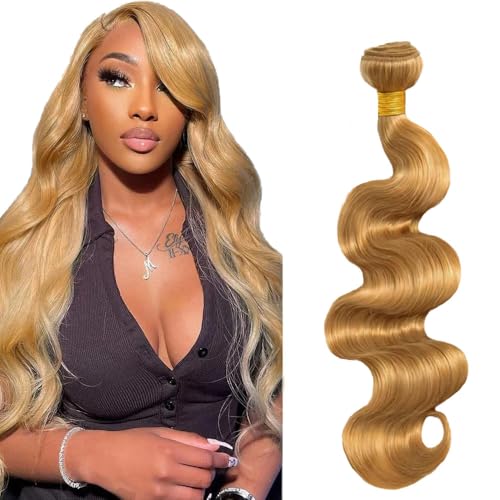Honey Blonde Body Wave Human Hair Bundle - 14 Inch Brazilian Virgin Hair